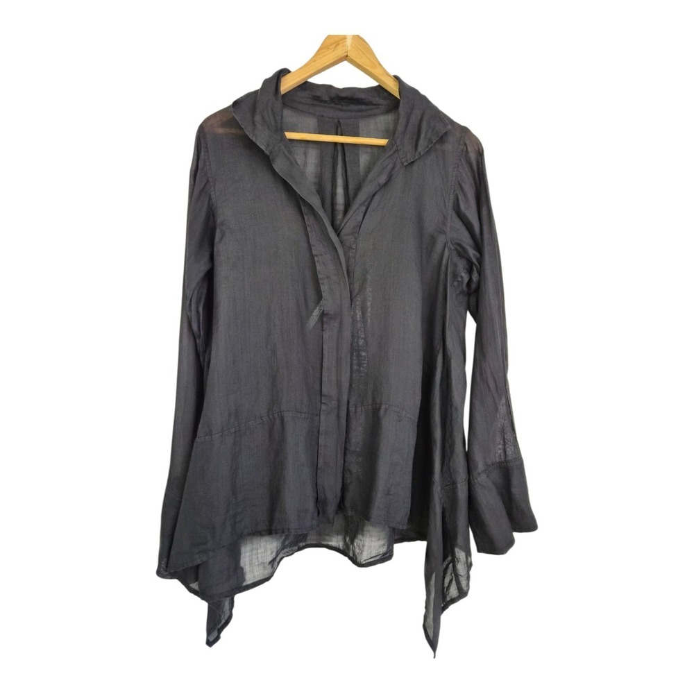 DKNY Donna Karan Ramie Tunic Size 6 Black Whimsigoth Lagenlook Boho